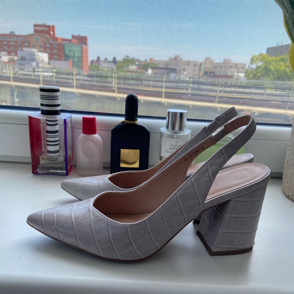 New Look Faux Croc Print Slingbacks